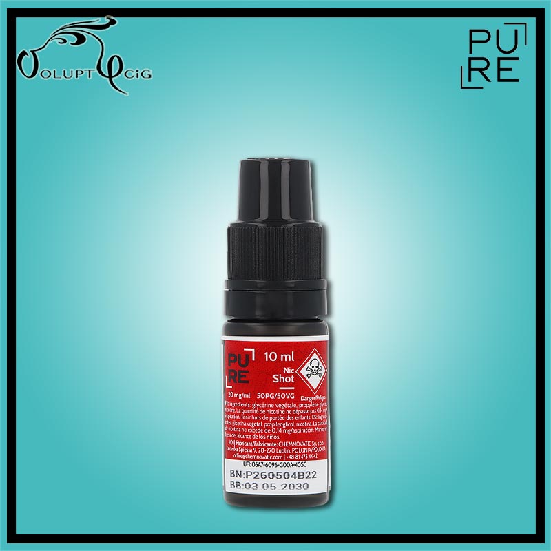 Booster Nicotine NICSHOT 20mg 10 ml 50/50 Pure - Eliquide DIY Voluptycig
